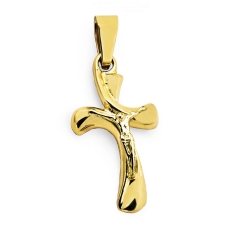 Złoty krzyżyk z Jezusem rzeżbiony w kształt pr. 585